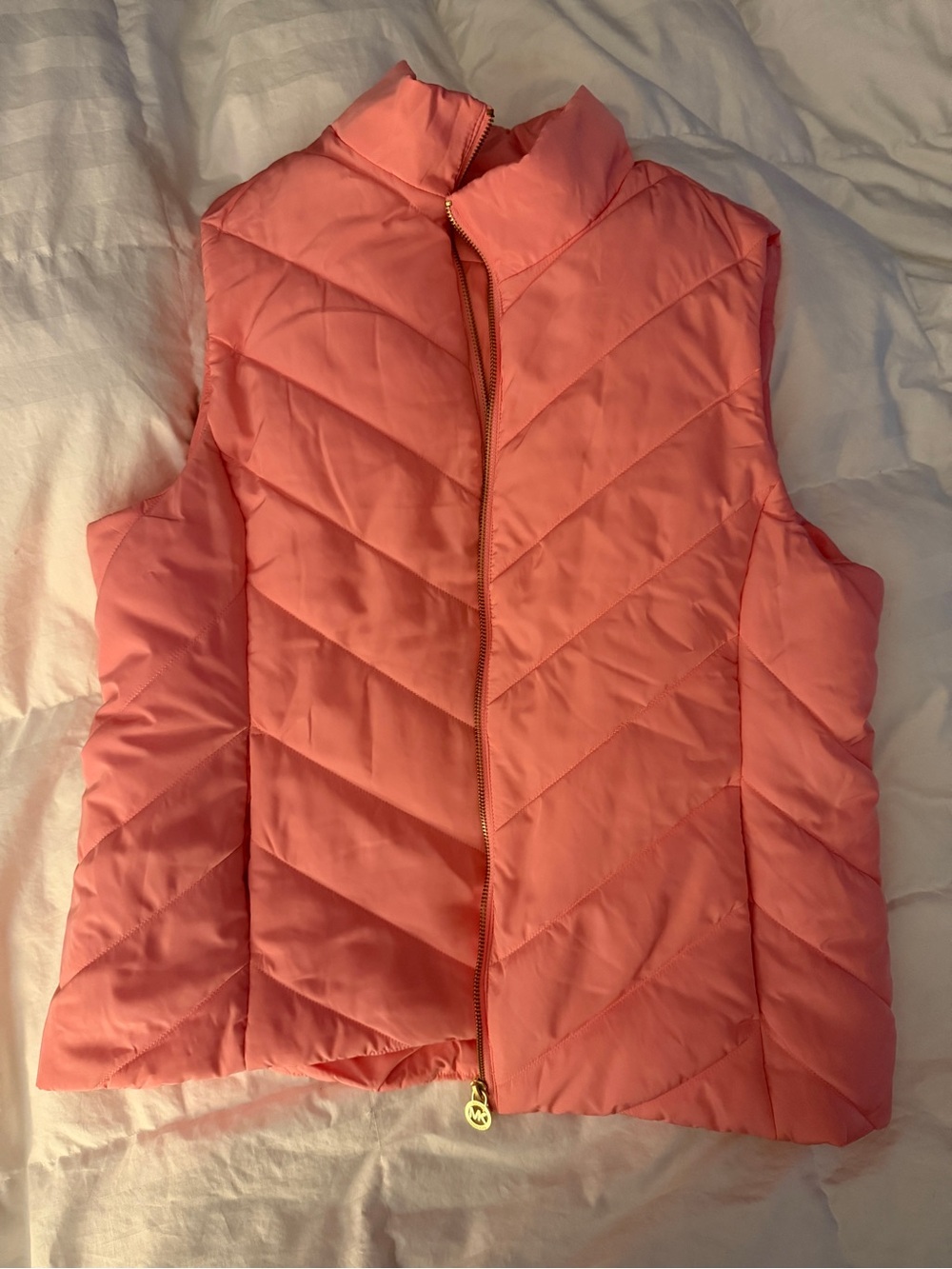 Michael Kors Coral Pink Quilted Sleeveless Vest